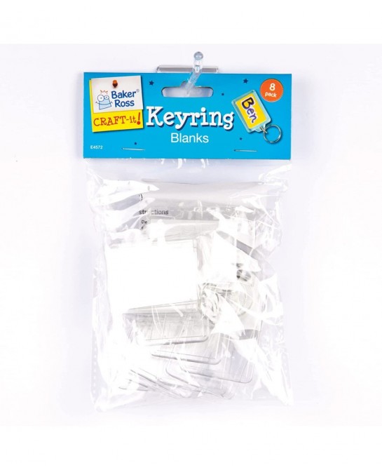 Baker Ross-E4572 Make Your Own Keyring Kit (Pack of 8) For Kids To Assemble And Attach To Key Rings And Bags 8-pk White $16.0...