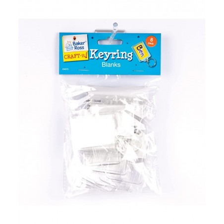Baker Ross-E4572 Make Your Own Keyring Kit (Pack of 8) For Kids To Assemble And Attach To Key Rings And Bags 8-pk White $16.0...
