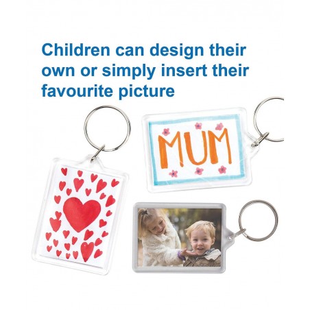 Baker Ross-E4572 Make Your Own Keyring Kit (Pack of 8) For Kids To Assemble And Attach To Key Rings And Bags 8-pk White $16.0...