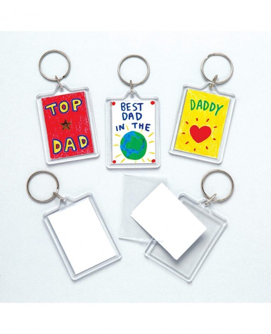 Baker Ross-E4572 Make Your Own Keyring Kit (Pack of 8) For Kids To Assemble And Attach To Key Rings And Bags 8-pk White $16.0...