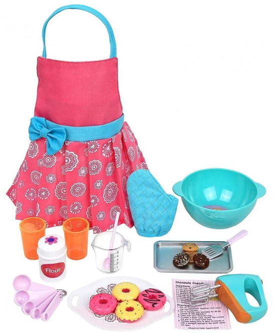 Doll Baking Set with Apron and Baking Utensil Accessories Perfect for 18 inch Dolls $45.15 Toy Kitchen Products