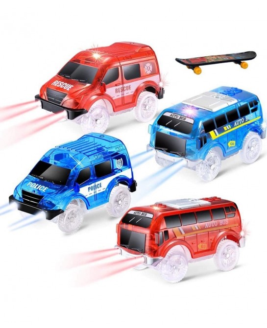 4 Pack Replacement Only Tracks Toy Car with LED Lights Compatible with Tracks Playset(Free Fingerboard) $29.01 Kids' Play Car...