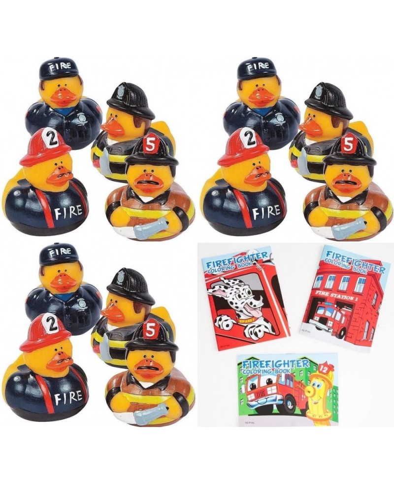 Fireman Rubber Ducks and Coloring Books | 12 Each | Fire Fighter Party Favors $34.16 Kids' Party Favor Sets