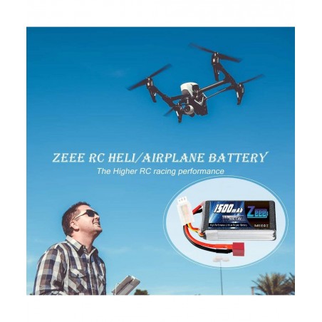 7.4V 60C 1500mAh 2S RC Lipo Battery with Deans Plug for FPV Drone Quadcopter Helicopter Airplane RC Boat RC Car RC Models(2 P...