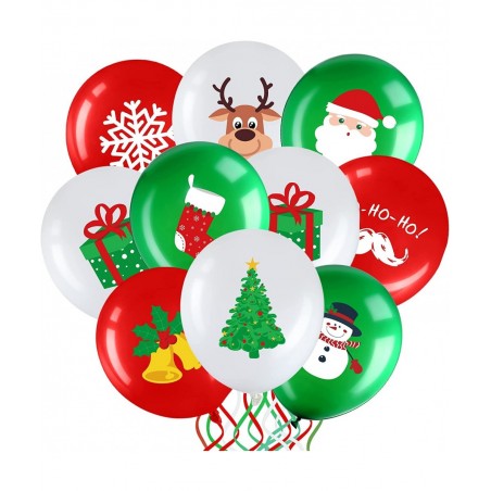 Pcs Christmas Balloons 12 Inch Christmas Latex Balloons Bulk Red Green and White Balloons Christmas Tree Elf Santa Party Ball...