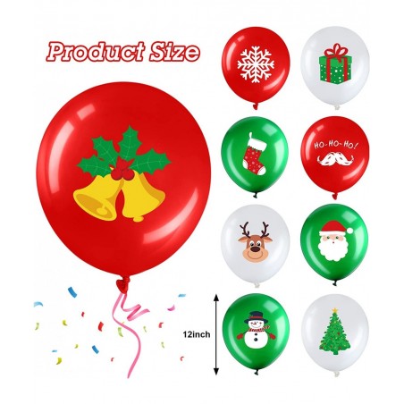 Pcs Christmas Balloons 12 Inch Christmas Latex Balloons Bulk Red Green and White Balloons Christmas Tree Elf Santa Party Ball...