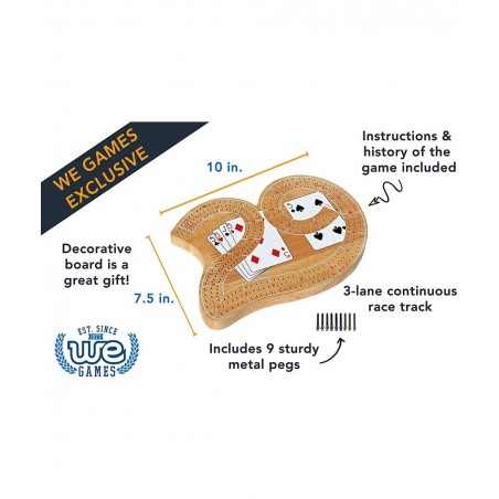 Classic Wooden 29 Cribbage Board Game with 3 Lanes $33.08 Board Games