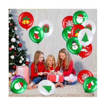 Pcs Christmas Balloons 12 Inch Christmas Latex Balloons Bulk Red Green and White Balloons Christmas Tree Elf Santa Party Ball...