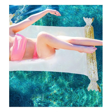 Candy Confetti Glitter Inflatable Water Hammock 4-in-1 Multi-Purpose - Hammock Lounger Chair Drifter Saddle Portable for Pool...