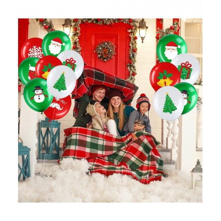 Pcs Christmas Balloons 12 Inch Christmas Latex Balloons Bulk Red Green and White Balloons Christmas Tree Elf Santa Party Ball...