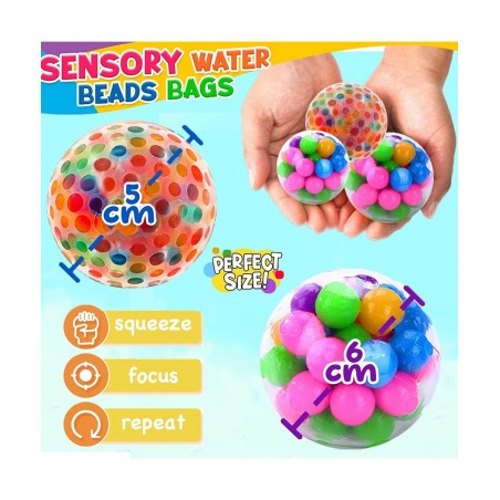 Stress Balls 6 Packs Stress Balls Sensory Squishy Balls with Beads Stress Relief Fidget Ball Stress Balls for Kids and Adults...