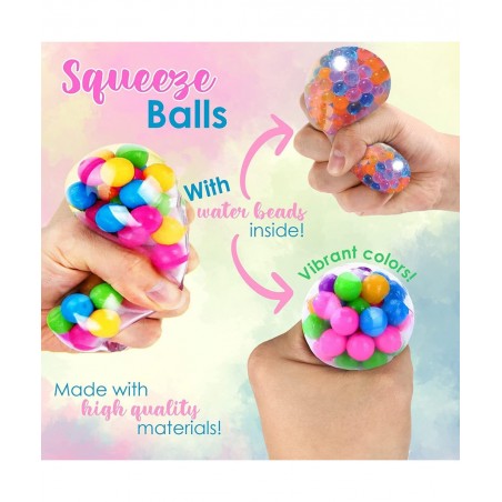 Stress Balls 6 Packs Stress Balls Sensory Squishy Balls with Beads Stress Relief Fidget Ball Stress Balls for Kids and Adults...