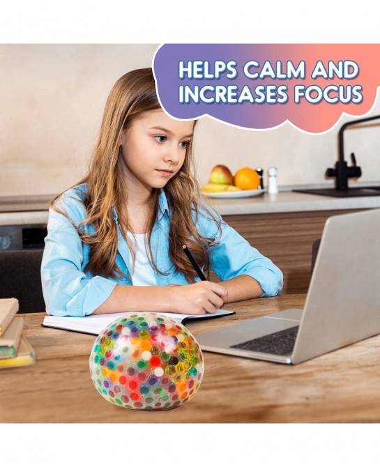 Stress Balls 6 Packs Stress Balls Sensory Squishy Balls with Beads Stress Relief Fidget Ball Stress Balls for Kids and Adults...