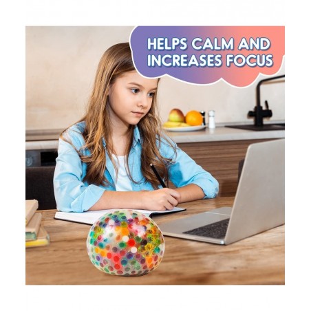 Stress Balls 6 Packs Stress Balls Sensory Squishy Balls with Beads Stress Relief Fidget Ball Stress Balls for Kids and Adults...
