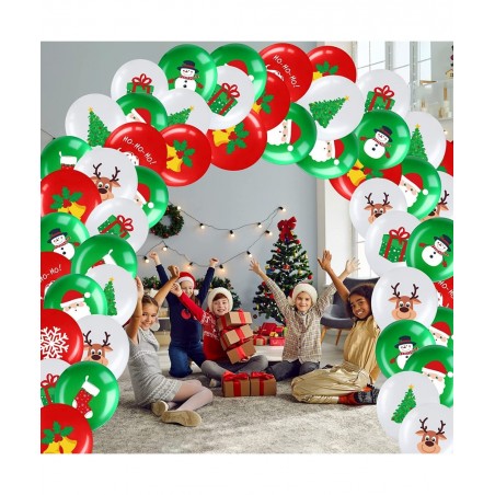 Pcs Christmas Balloons 12 Inch Christmas Latex Balloons Bulk Red Green and White Balloons Christmas Tree Elf Santa Party Ball...