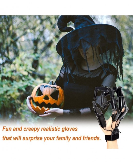 Articulated Finger Puppets Toys Scary Cosplay Accessories Finger Extension Witch Ghost Gloves Claws Extender Wearable Skeleto...
