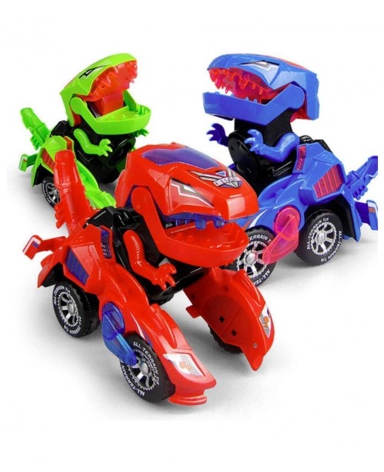 Transforming Toys Dinosaur Cars Combined Into One Automatic Transformation Transformation of Dinosaur LED Cars Lamps (Red) $2...