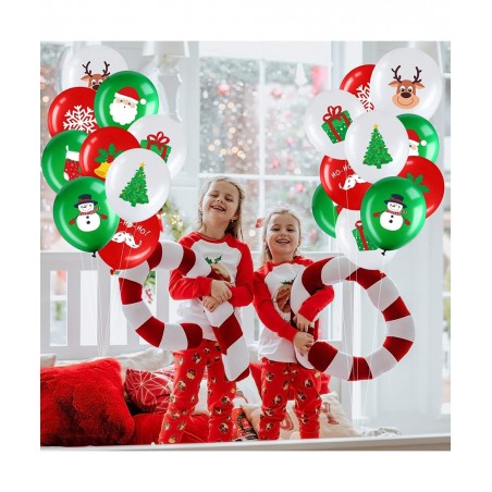 Pcs Christmas Balloons 12 Inch Christmas Latex Balloons Bulk Red Green and White Balloons Christmas Tree Elf Santa Party Ball...