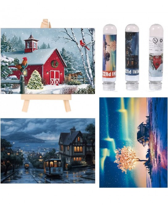 Small Jigsaw Puzzles for Adults 150 Pieces Mini Jigsaw Puzzles Challenging Christmas Night Fantasy Tree Peaceful Town Tiny Ji...