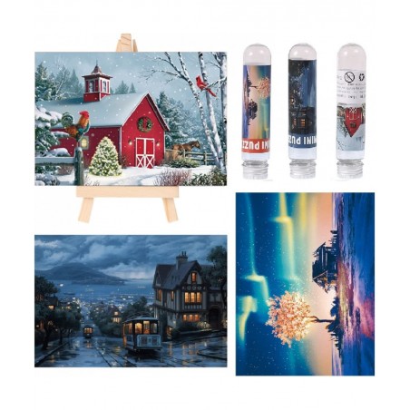 Small Jigsaw Puzzles for Adults 150 Pieces Mini Jigsaw Puzzles Challenging Christmas Night Fantasy Tree Peaceful Town Tiny Ji...