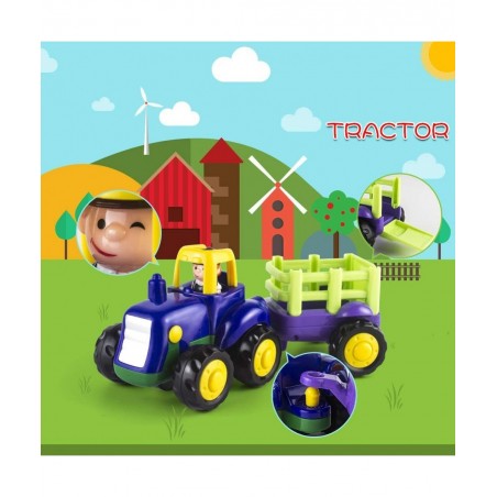 Friction Powered Cars for 1 2 3 Year Old Boy & Girl Toddler Car Toy with 4 Sets Tractor Truck Dumper Bulldozer Toy Constructi...