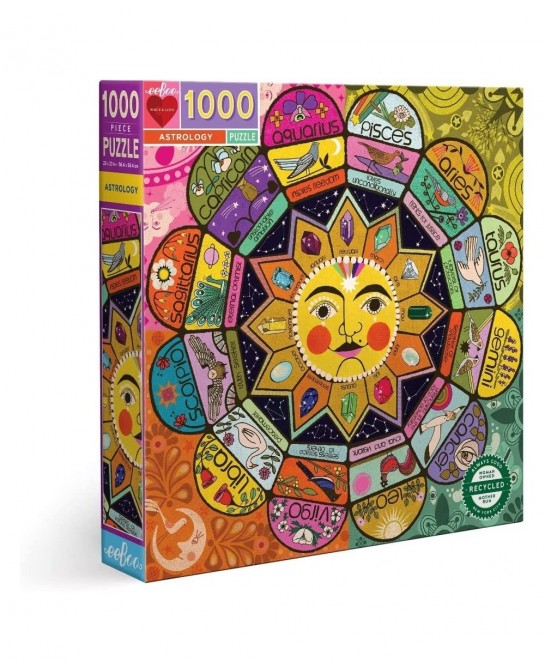 eeBoo: Piece and Love Astrology 1000 Piece Square Jigsaw Puzzle Includes the Four Elements- Earth Wind Fire and Air High Qual...