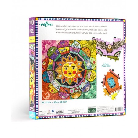 eeBoo: Piece and Love Astrology 1000 Piece Square Jigsaw Puzzle Includes the Four Elements- Earth Wind Fire and Air High Qual...