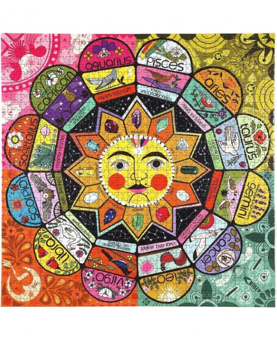 eeBoo: Piece and Love Astrology 1000 Piece Square Jigsaw Puzzle Includes the Four Elements- Earth Wind Fire and Air High Qual...