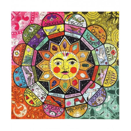 eeBoo: Piece and Love Astrology 1000 Piece Square Jigsaw Puzzle Includes the Four Elements- Earth Wind Fire and Air High Qual...