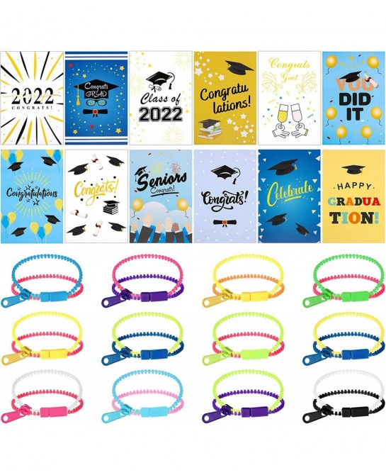 96 Packs Graduation Gifts for Kids Include 48 Packs Fidget Toys Friendship Zipper Bracelets and 48 Pieces 2022 Graduation Car...