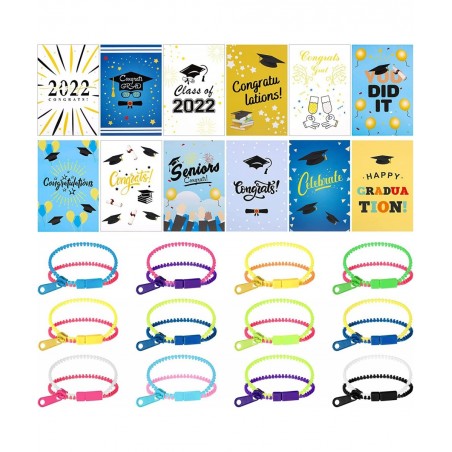 96 Packs Graduation Gifts for Kids Include 48 Packs Fidget Toys Friendship Zipper Bracelets and 48 Pieces 2022 Graduation Car...