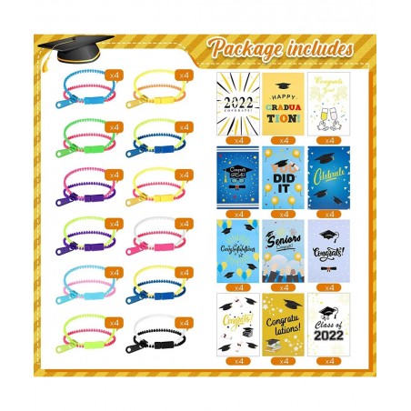 96 Packs Graduation Gifts for Kids Include 48 Packs Fidget Toys Friendship Zipper Bracelets and 48 Pieces 2022 Graduation Car...