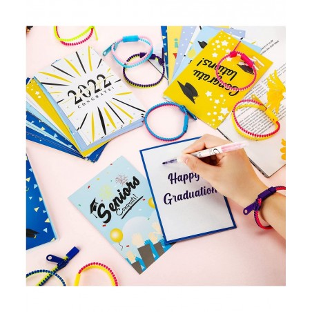 96 Packs Graduation Gifts for Kids Include 48 Packs Fidget Toys Friendship Zipper Bracelets and 48 Pieces 2022 Graduation Car...