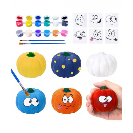 Halloween Crafts for Kids 6 Pcs DIY Coloring Paint Halloween Squishy Toys Kit Slow Rising Squishies White Pumpkins Decoration...
