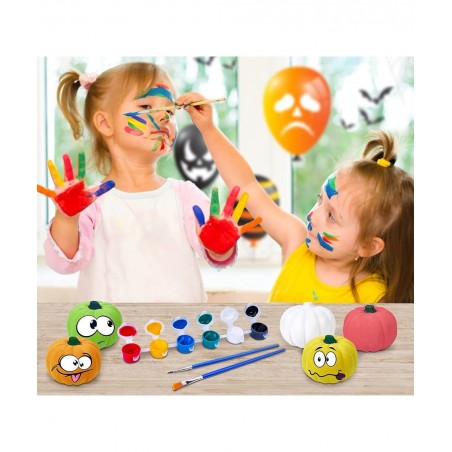 Halloween Crafts for Kids 6 Pcs DIY Coloring Paint Halloween Squishy Toys Kit Slow Rising Squishies White Pumpkins Decoration...