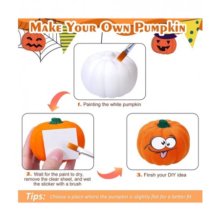 Halloween Crafts for Kids 6 Pcs DIY Coloring Paint Halloween Squishy Toys Kit Slow Rising Squishies White Pumpkins Decoration...