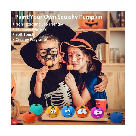 Halloween Crafts for Kids 6 Pcs DIY Coloring Paint Halloween Squishy Toys Kit Slow Rising Squishies White Pumpkins Decoration...