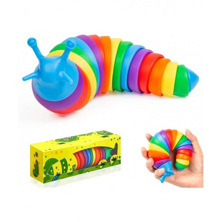 Fidget Slug Articulated Sensory Slug Toy Makes Relaxing Sound Caterpillar Fidget Toys for Todders Kids Adults Realistic Snail...