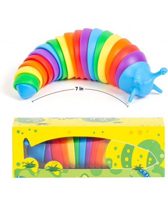 Fidget Slug Articulated Sensory Slug Toy Makes Relaxing Sound Caterpillar Fidget Toys for Todders Kids Adults Realistic Snail...