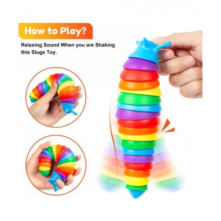 Fidget Slug Articulated Sensory Slug Toy Makes Relaxing Sound Caterpillar Fidget Toys for Todders Kids Adults Realistic Snail...