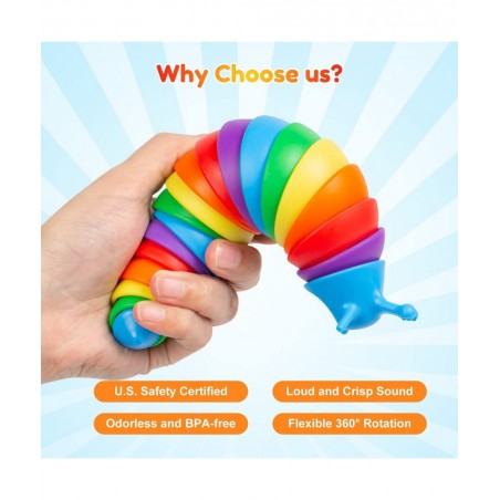 Fidget Slug Articulated Sensory Slug Toy Makes Relaxing Sound Caterpillar Fidget Toys for Todders Kids Adults Realistic Snail...