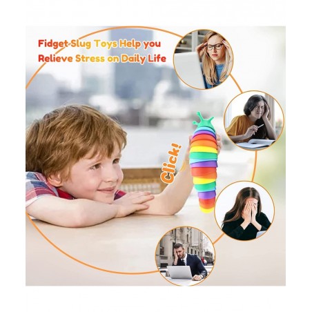 Fidget Slug Articulated Sensory Slug Toy Makes Relaxing Sound Caterpillar Fidget Toys for Todders Kids Adults Realistic Snail...