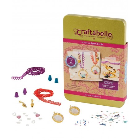 – Living Lockets Creation Kit – Locket Making Kit – 85pc Necklace Set with Charms and Beads – DIY Jewelry Kits for Kids 8 Yea...