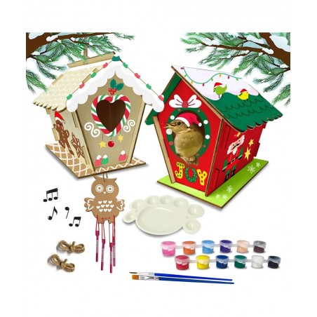 Bird House Kit for Kids Christmas Bird House Sets to Build DIY Wooden Birdhouse for Outdoor Kids Crafts Wood Arts and Crafts ...