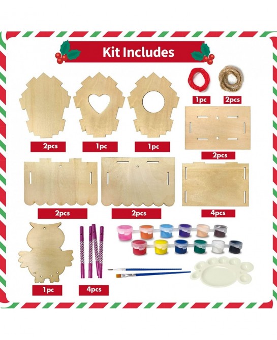Bird House Kit for Kids Christmas Bird House Sets to Build DIY Wooden Birdhouse for Outdoor Kids Crafts Wood Arts and Crafts ...