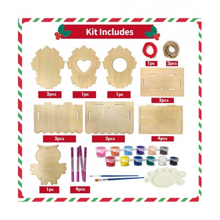 Bird House Kit for Kids Christmas Bird House Sets to Build DIY Wooden Birdhouse for Outdoor Kids Crafts Wood Arts and Crafts ...