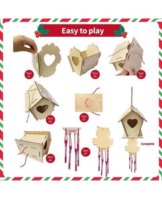 Bird House Kit for Kids Christmas Bird House Sets to Build DIY Wooden Birdhouse for Outdoor Kids Crafts Wood Arts and Crafts ...