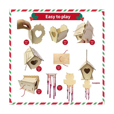 Bird House Kit for Kids Christmas Bird House Sets to Build DIY Wooden Birdhouse for Outdoor Kids Crafts Wood Arts and Crafts ...