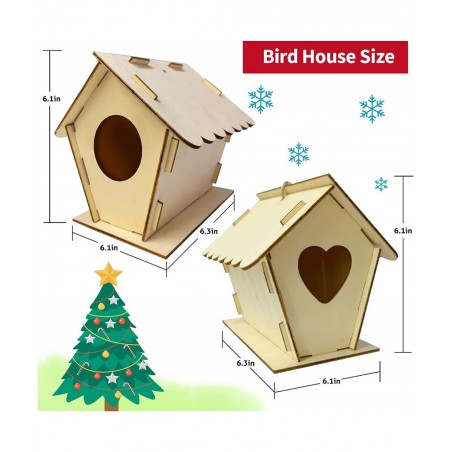 Bird House Kit for Kids Christmas Bird House Sets to Build DIY Wooden Birdhouse for Outdoor Kids Crafts Wood Arts and Crafts ...