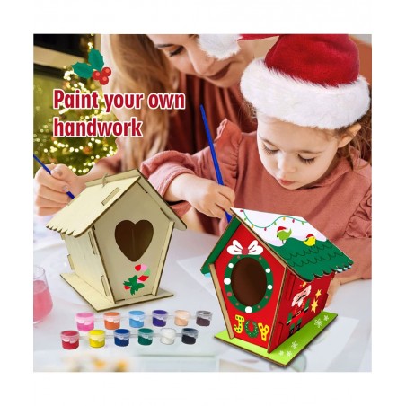 Bird House Kit for Kids Christmas Bird House Sets to Build DIY Wooden Birdhouse for Outdoor Kids Crafts Wood Arts and Crafts ...